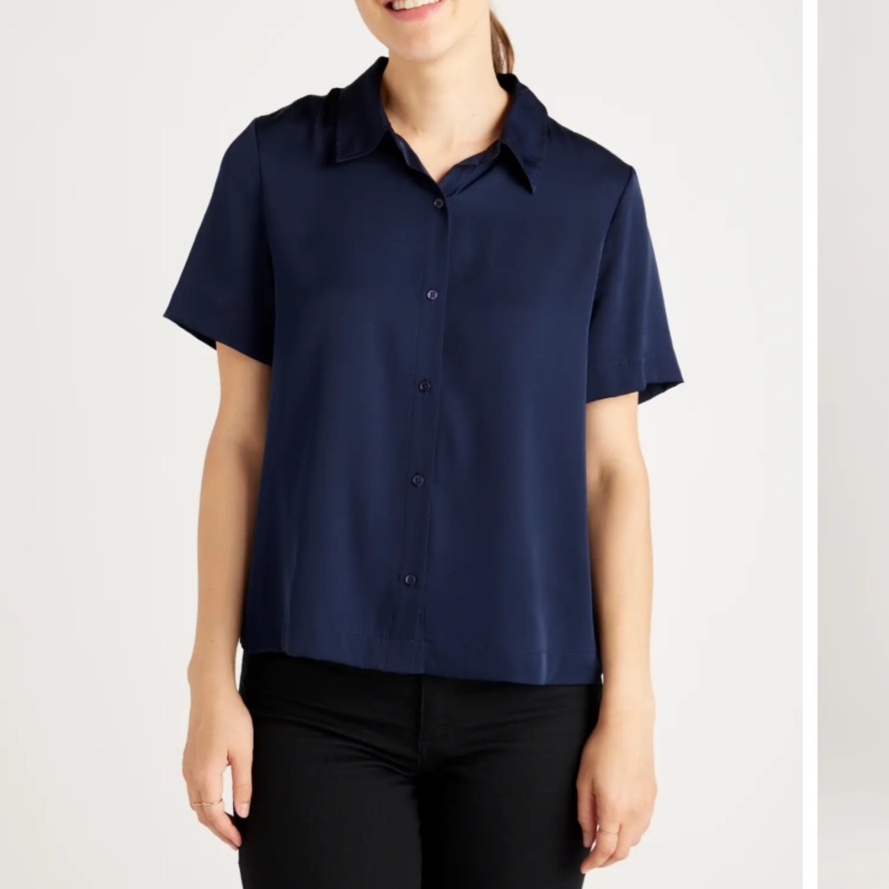 Washable Stretch Silk Short Sleeve Blouse Sz S (discontinued color!)